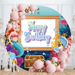 Aperturee - Circle Mermaid Happy Birthday Backdrop For Girl