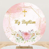Aperturee Circle My Baptism Pink Theme Happy Birthday Backdrop