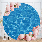 Aperturee - Circle Nature Blue Sea Birthday Decro Backdrop