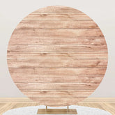 Aperturee - Circle Nature Wooden Texture Birthday Party Backdrop
