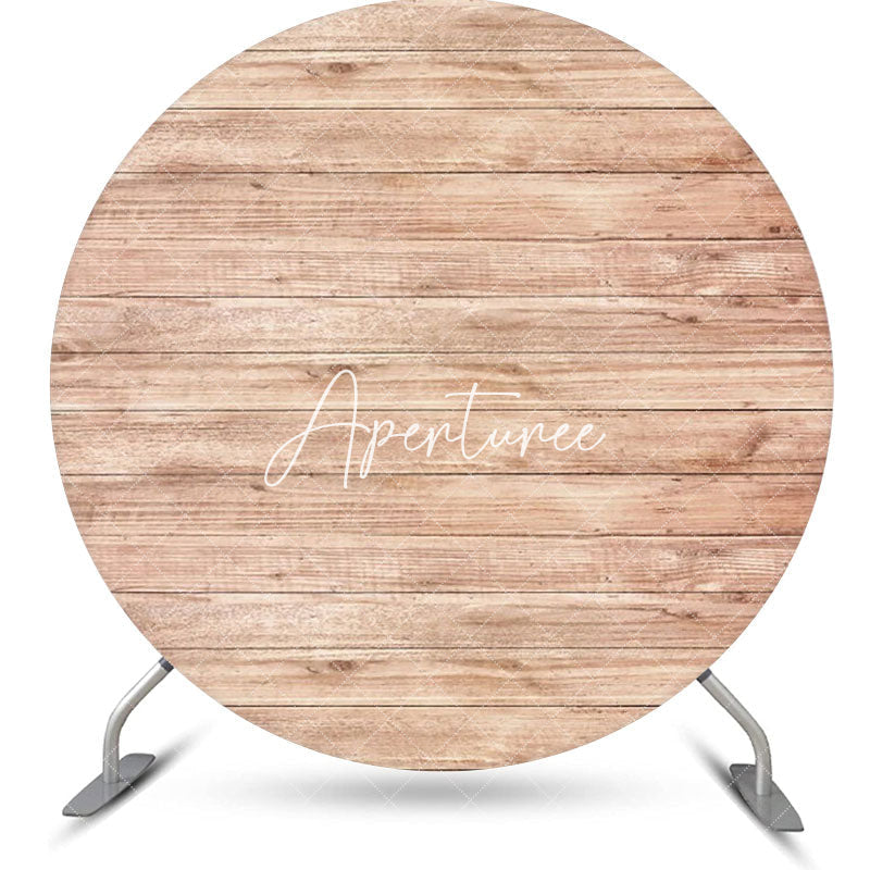 Aperturee - Circle Nature Wooden Texture Birthday Party Backdrop