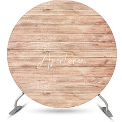 Aperturee - Circle Nature Wooden Texture Birthday Party Backdrop