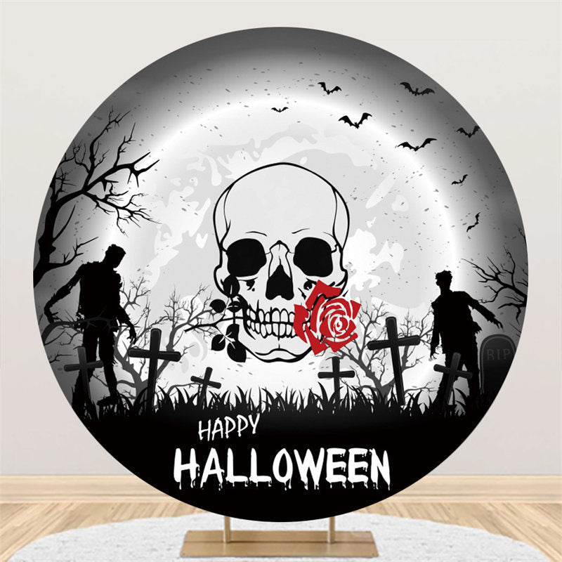 Aperturee Circle Night Skull Graveyard Zombie Halloween Backdrop