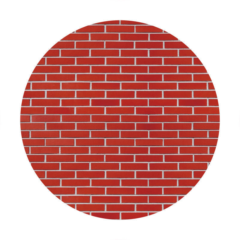 Aperturee - Circle Red Bricks Birthday Decoration Backdrop