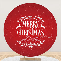 Lofaris Circle Red Leaves Merry Christmas Happy Holiday Backdrop
