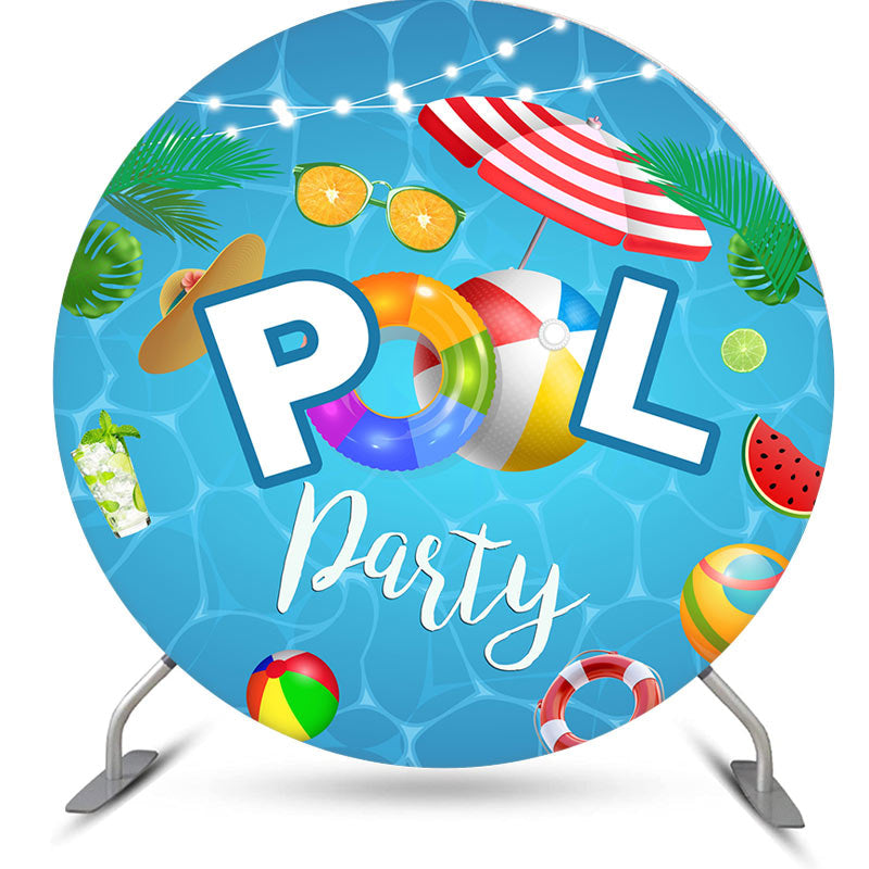 Aperturee - Circle Summer Pool Party Happy Birthday Backdrop Kit