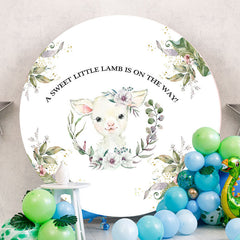 Aperturee - Circle Sweet White Lamb Backdrop For Baby Shower