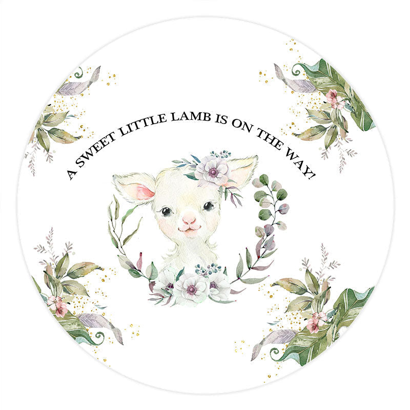 Aperturee - Circle Sweet White Lamb Backdrop For Baby Shower