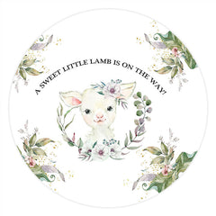 Aperturee - Circle Sweet White Lamb Backdrop For Baby Shower