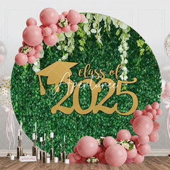 Aperturee - Circle White Floral Green Leaf Class Of 2025 Backdrop