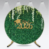 Aperturee - Circle White Floral Green Leaf Class Of 2026 Backdrop