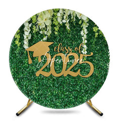 Aperturee - Circle White Floral Green Leaf Class Of 2025 Backdrop