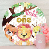Aperturee - Circle Young Wild Animals 1st Birthday Backdrop