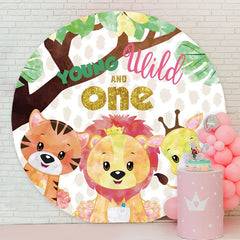 Aperturee - Circle Young Wild Animals 1st Birthday Backdrop