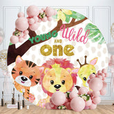 Aperturee - Circle Young Wild Animals 1st Birthday Backdrop