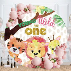 Aperturee - Circle Young Wild Animals 1st Birthday Backdrop