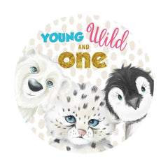 Aperturee - Circle Young Wild One Animals Birthday Backdrop