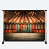 Aperturee - Circus Mill Tent Red Stripes Light Birthday Backdrop