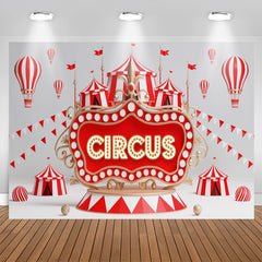 Aperturee - Circus Red Light Sign Flags Tent Birthday Backdrop