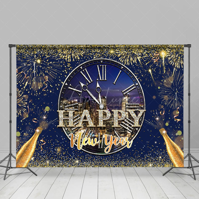 Aperturee - City Night Scene Sparkle Happy New Year Backdrop