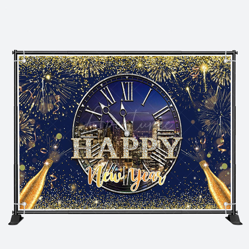 Aperturee - City Night Scene Sparkle Happy New Year Backdrop