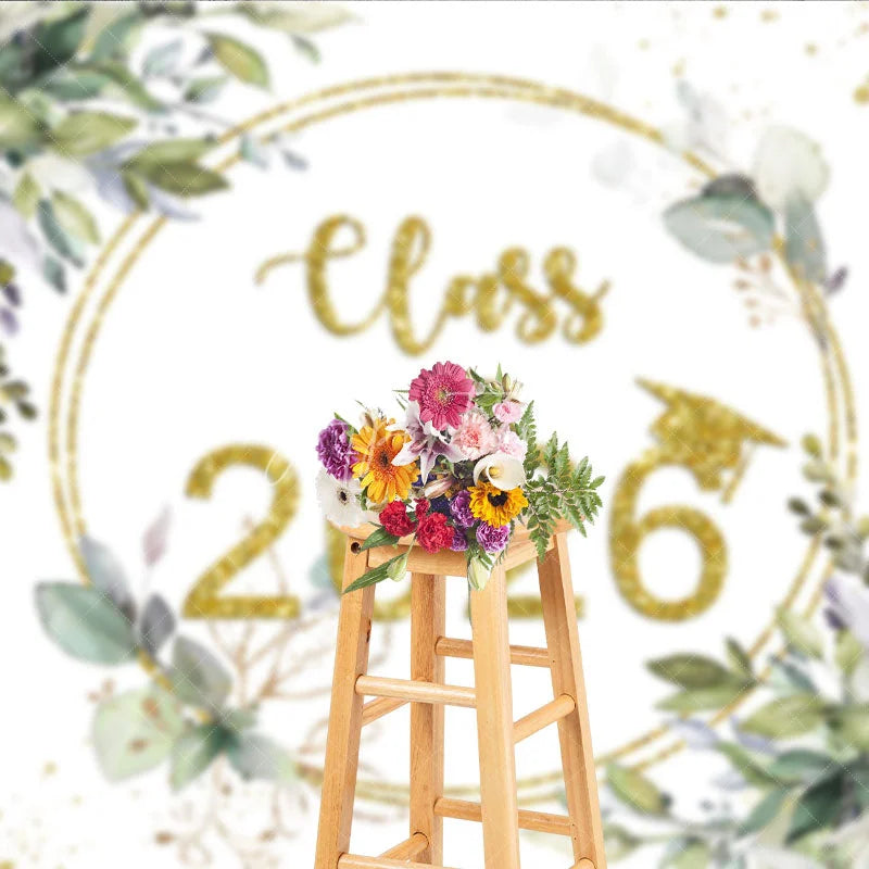 Aperturee - Class Of 2026 Leaves Boho Backdrop Photography Ideas