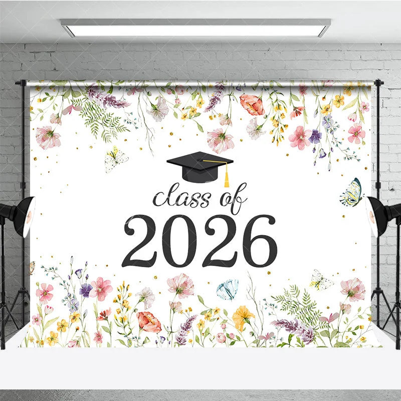 Aperturee - Class Of 2026 Spring Bloosom Flower Graduation Backdrop