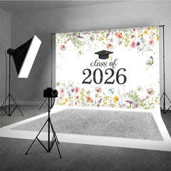 Aperturee - Class Of 2026 Spring Bloosom Flower Graduation Backdrop