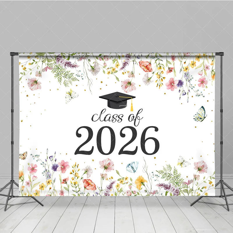 Aperturee - Class Of 2026 Spring Bloosom Flower Graduation Backdrop