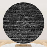 Aperturee - Classic Black Brick Wall Round Backdrop For Birthday