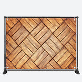 Aperturee - Classic Brown Plaid Wood Plank Floor Photo Backdrop