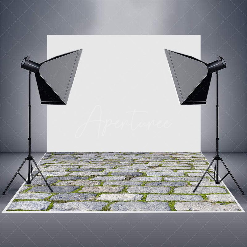 Aperturee - Classic Cobblestone Road Weeds Photo Rubber Floor Mat