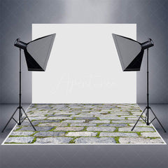 Aperturee - Classic Cobblestone Road Weeds Photo Rubber Floor Mat