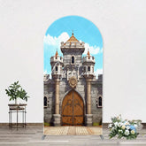 Aperturee - Classic Game Castle Blue Sky Arch Birthday Backdrop