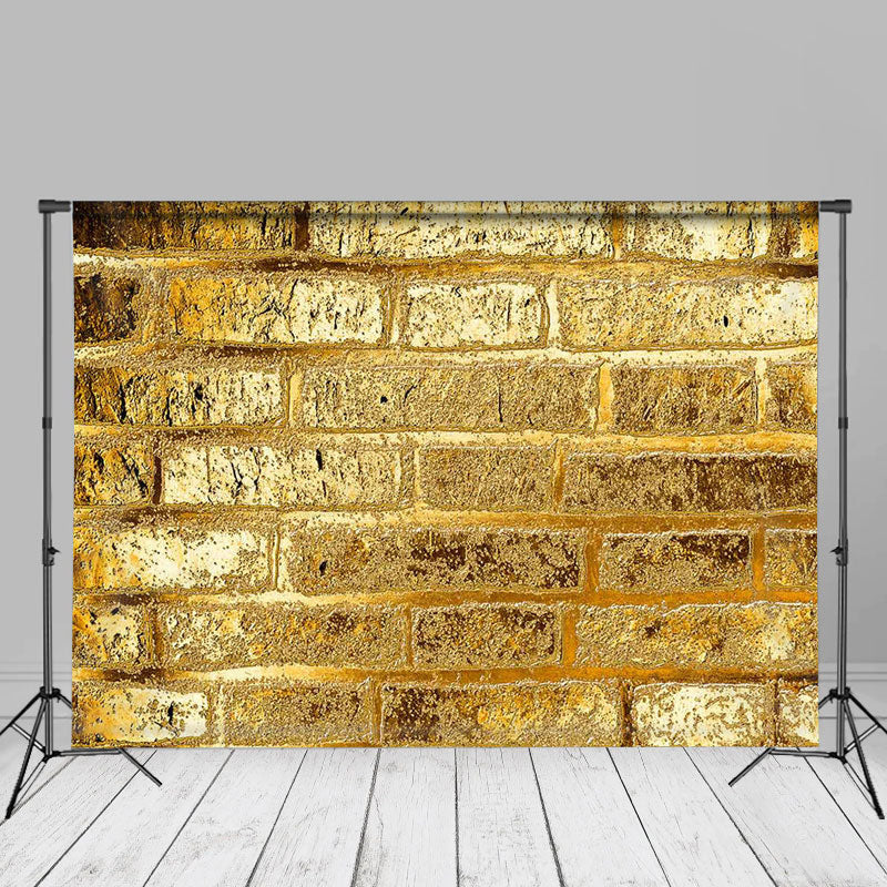 Aperturee - Classic Gold Brick Wall Photography Studio Backdrop