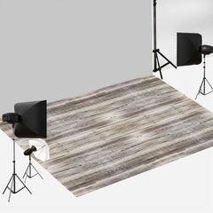 Aperturee - Classic Light Grey Texture Wood Rubber Floor Mat