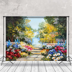Aperturee - Classic Oil Painting Flower Forest Spring Backdrop