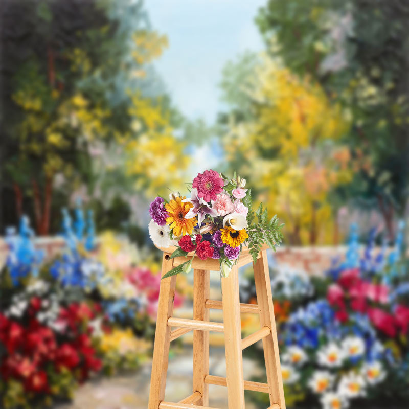 Aperturee - Classic Oil Painting Flower Forest Spring Backdrop
