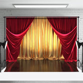 Aperturee - Classic Red And Gold Stage Curtain Photo Backdrop