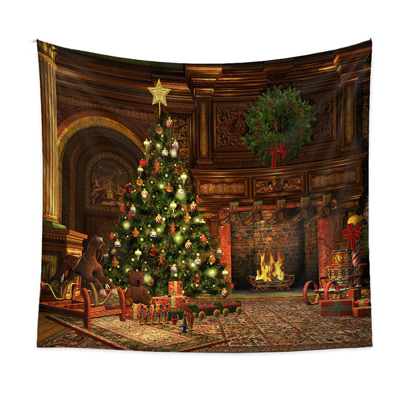 Aperturee - Classic Room Huge Tree Wreath Christmas Backdrop