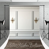 Aperturee - Classic White European Wall Candle Floor Sweep Backdrop