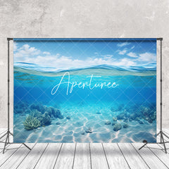 Aperturee - Clear Coral Plant Undersea Blue Wavy Summer Backdrop