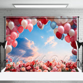 Aperturee - Clear Sky Rose Balloon Birthday Cake Smash Backdrop