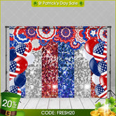 (Ship In 24HR) USA Flag Balloon Sparkling Independence Day Backdrop