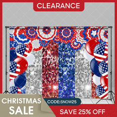 (Ship In 24HR) USA Flag Balloon Sparkling Independence Day Backdrop