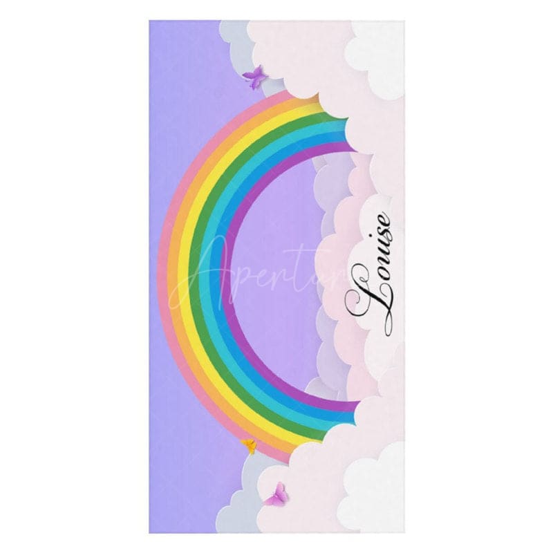 Aperturee - Clouds Rainbow Custom Girl Name Beach Towel