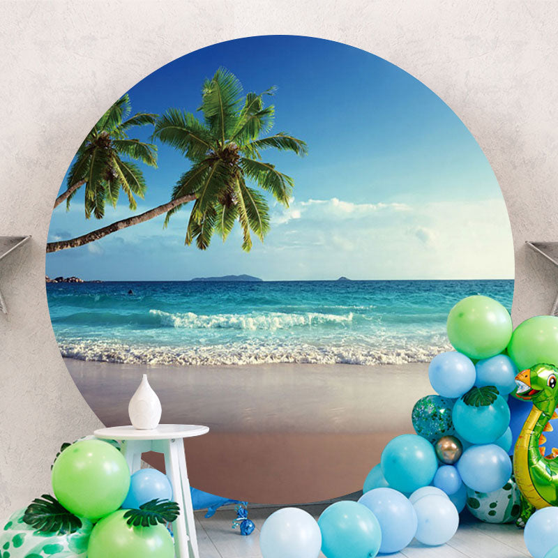 Aperturee - Coconut Tree Summer Sea With Beach Round Backdrop
