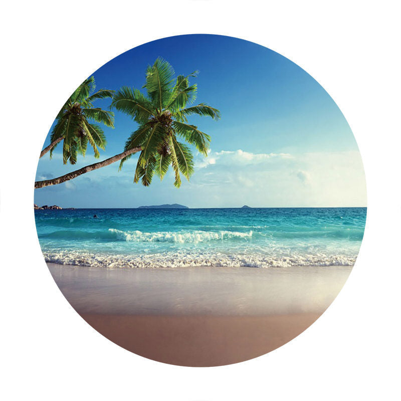 Aperturee - Coconut Tree Summer Sea With Beach Round Backdrop