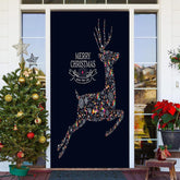 Aperturee - Colored Elk Black Simple Merry Christmas Door Cover