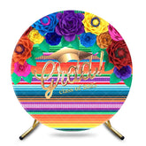 Aperturee - Colored Stripe Grad Round Backdrop For Party Decoration